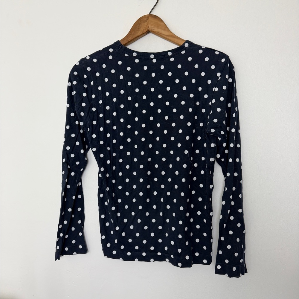 Comme des Garcons Play Polka Dot Long Sleeve Navy - Picture 3 of 4